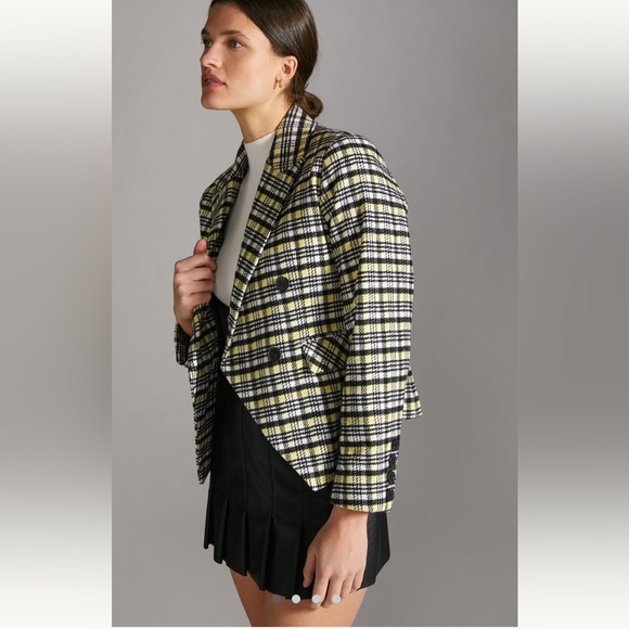 Anthropologie Double-Breasted Plaid Blazer - Picture 2 of 4